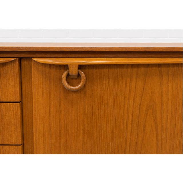 Wood Mid Century Modern Long Teak Sideboard by Elliots of Newbury, Made in England, C. 1960’s For Sale - Image 7 of 17