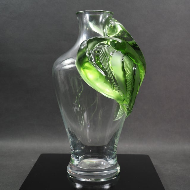 Large, heavy, and absolutely stunning Tanega vase originally designed in 1988 by Marie-Claude Lalique, granddaughter of...
