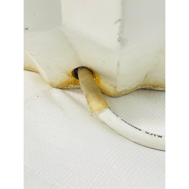 Vintage Sculptural White Floor Lamp With Fluted Column Base For Sale - Image 15 of 16