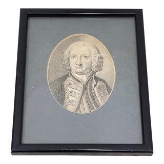 Lord Anson First Lord of the Admiralty Miniature Portrait Engraving 18th to 19th C. For Sale