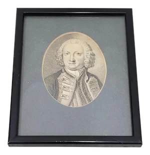 Lord Anson First Lord of the Admiralty Miniature Portrait Engraving 18th to 19th C.