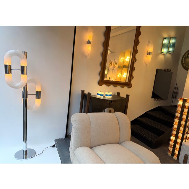 Metal Chain Floor Lamp Murano Glass by Aldo Nason for Mazzega, Italy, 1970s For Sale - Image 11 of 12