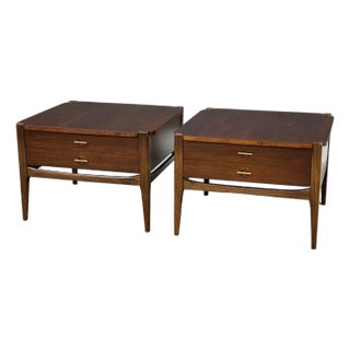 Refinished Walnut End Tables by Bassett - A Pair For Sale