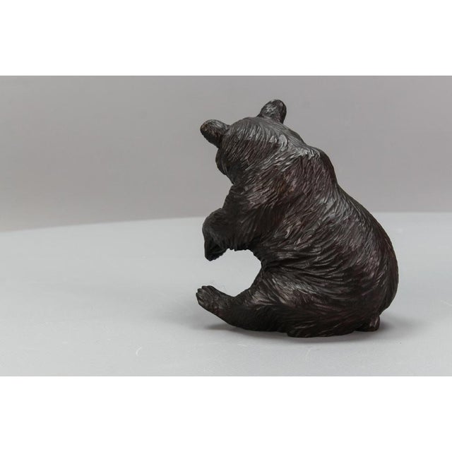Black Antique Black Forest Carved Seated Bear Figure, 1890s For Sale - Image 8 of 18