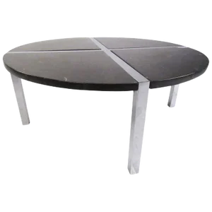 Contemporary Modern Chrome and Marble Circular Coffee Table