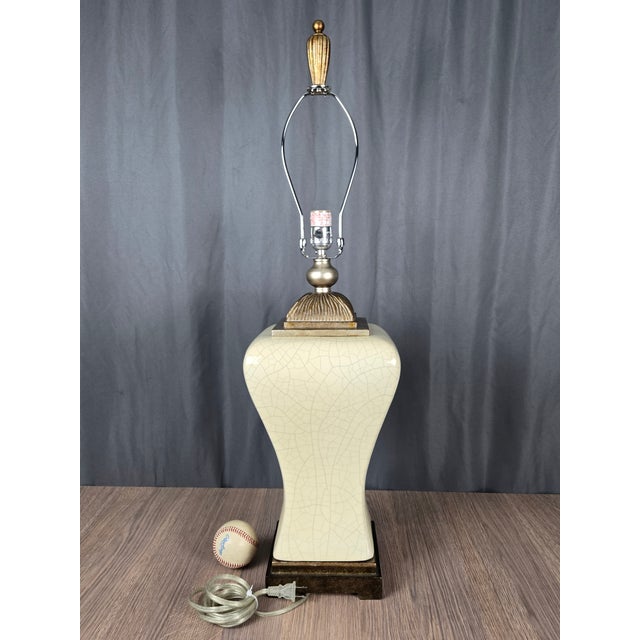 Uttermost Ivan Uttermost Ivory Crackle Glaze Chinese Porcelain Table Lamp For Sale - Image 4 of 11