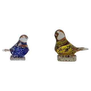 Vintage Glass Bird Sculptures, Set of 2 For Sale