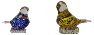 Vintage Glass Bird Sculptures, Set of 2