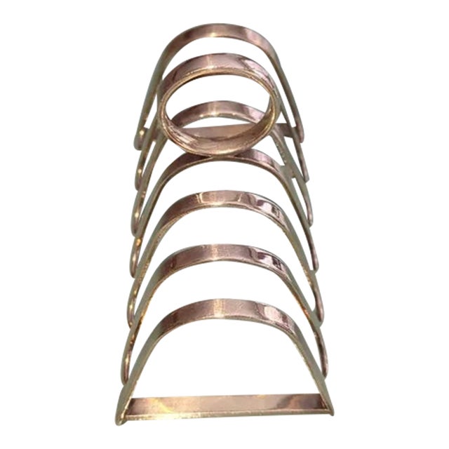 Antique Sheffield Silverplate Toast Rack — Art Deco 6-Slice English Tableware For Sale