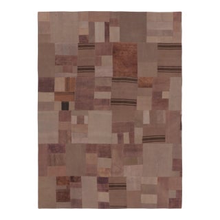 Vintage Turkish Patchwork Rug in Soft Brown and Beige Tones - Rug & Kilim For Sale