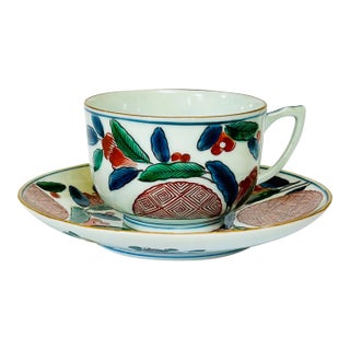 Japanese Imari Tea Cup and Saucer For Sale