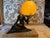 Black French Art Deco Cold-Painted Table Lamp with Woman Carrying Sphere in Bronze on a Marble Base, 1936 For Sale - Image 8 of 11