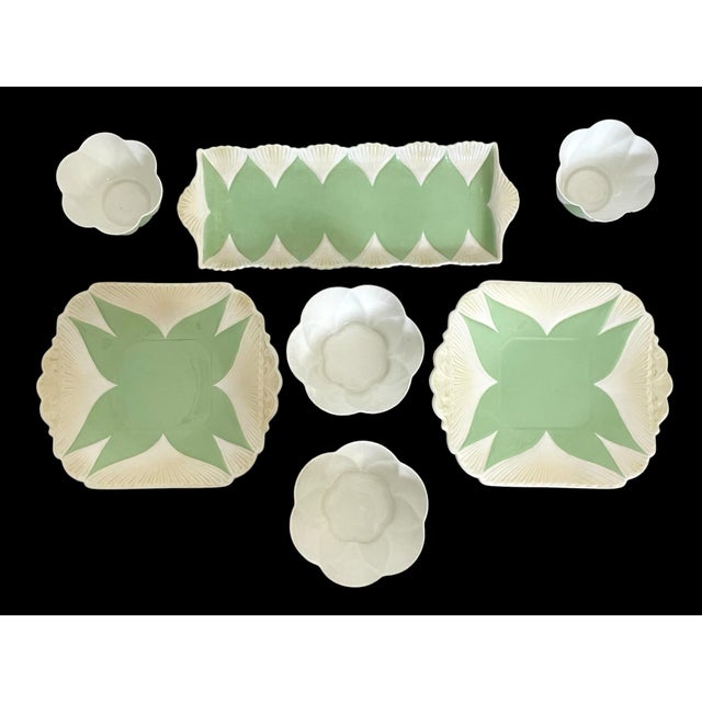 Ceramic Rare Shelley "Apple Green Star" 63 Piece China Tea Service — England, C. 1925–45 For Sale - Image 7 of 12