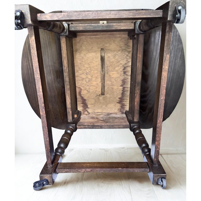 Mid-Century Jacobean Style Swedish Drop Leaf Side Table For Sale - Image 10 of 14