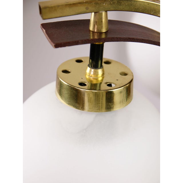 Mid-Century Modern Italian Brass and Opaline Chandelier For Sale - Image 15 of 17
