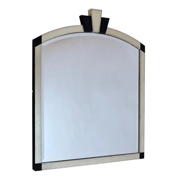 Art Deco Style Wall Mirror in Silver and Black, 1990s For Sale - Image 6 of 6