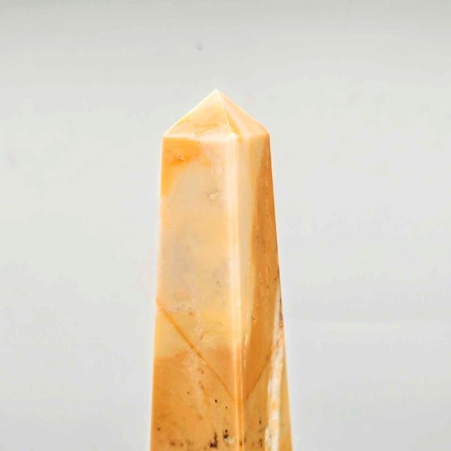 Large Obelisk in Hand Carved Yellow Marble of Siena and Black Marble of Portoro, Italy, 1970s For Sale - Image 6 of 9