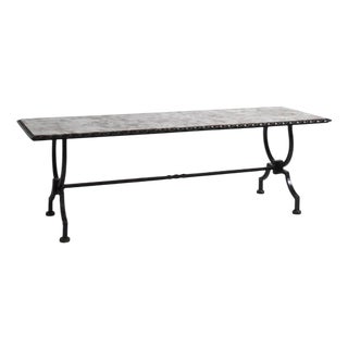 Wrought Iron and Marble Coffee Table, 1940s For Sale