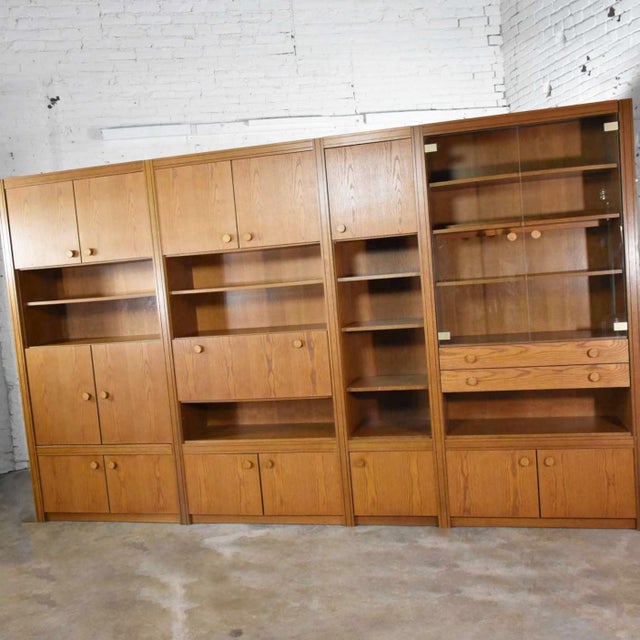 Vintage Modern Oak 4 Section Modular Wall Unit From the Lord Series by