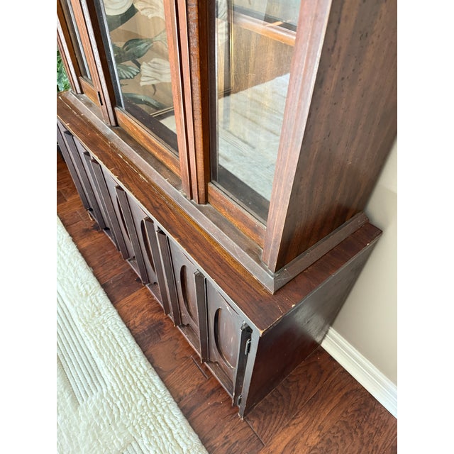 Vintage MCM Tobago Style Lighted China Cabinet For Sale - Image 10 of 12