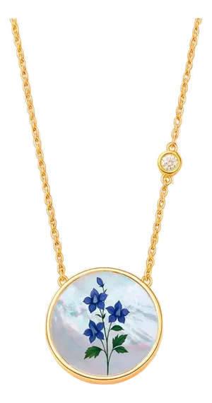 July Birth Month Flower Pendant - Larkspur Flower Pendant