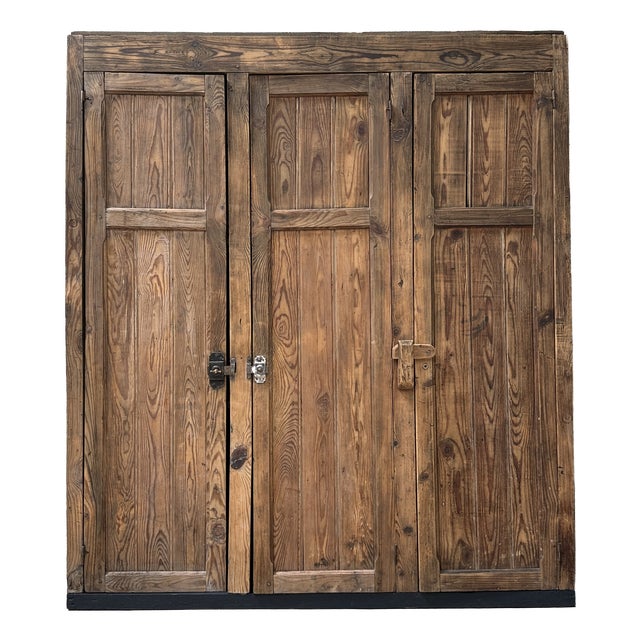 Large Antique Wood Workshop Cabinet, 1950s For Sale