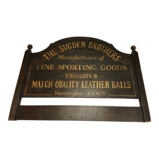 English Sporting Goods Painted Wood Sign For Sale