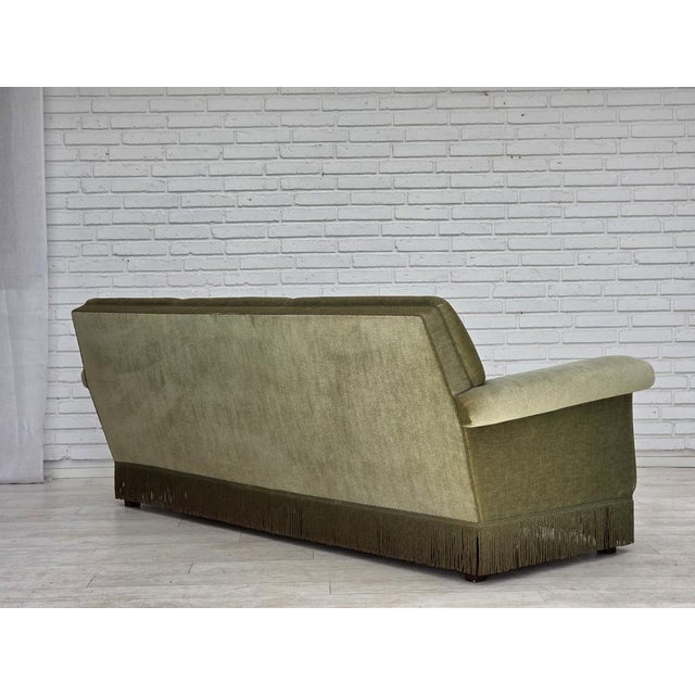 Danish 3-Seater Sofa in Green Velour and Beech, 1970s For Sale - Image 11 of 18