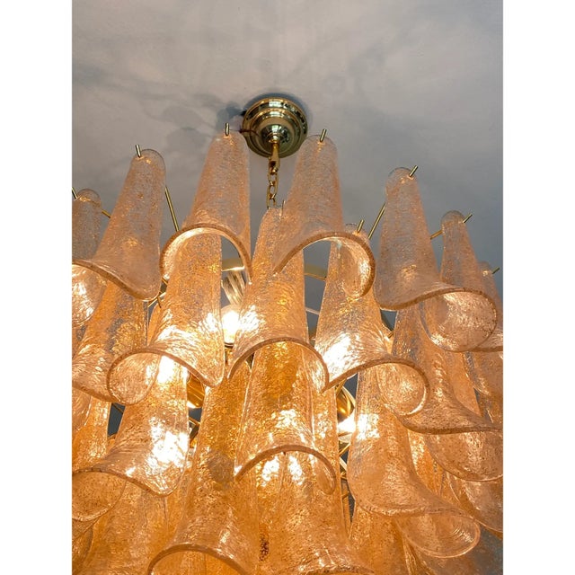 Modern Clear and Gold Murano Glass “Petali-Selle” Chandelier, Inspired by Mazzega For Sale - Image 9 of 9