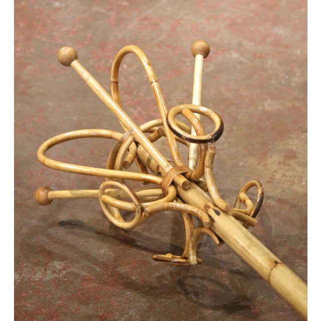 Mid-Century Italian Bamboo and Rattan Hall Tree in the Manner of Franco Albini For Sale - Image 9 of 10