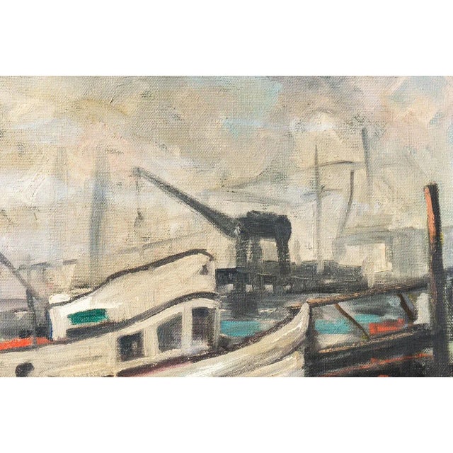 1960s 'Industrial Harbor' by Paula Koloday; 1965, California Modernist Oil For Sale - Image 5 of 8