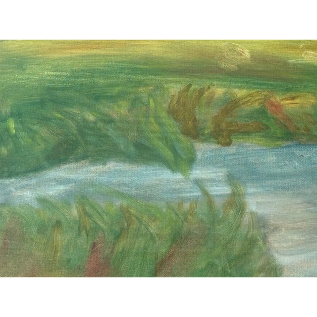 Bottle Green Mid 20th Century Original Lighthouse Painting For Sale - Image 8 of 11