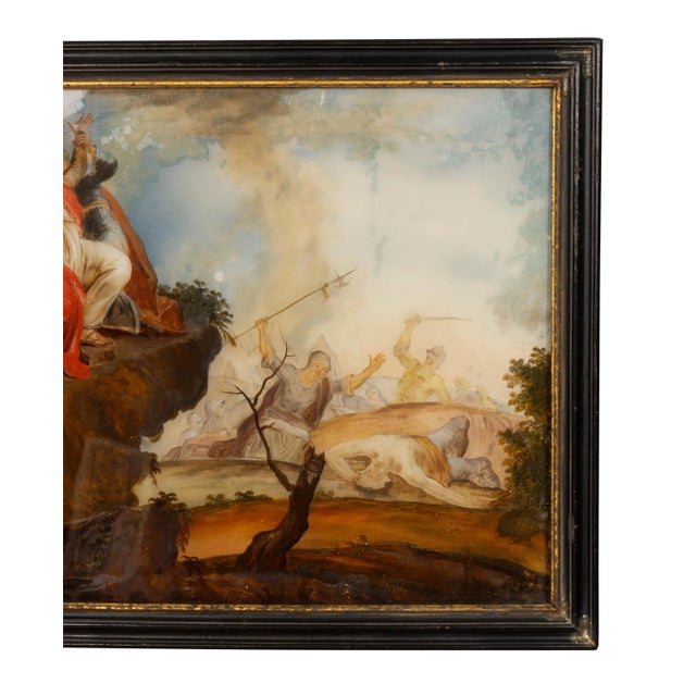 Brown European Reverse Paintings on Glass - a Pair For Sale - Image 8 of 12