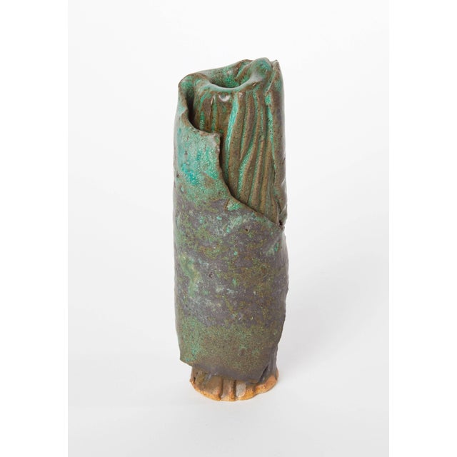 Mid-Century Modern American Midcentury Green Studio Pottery Candlestick For Sale - Image 3 of 4