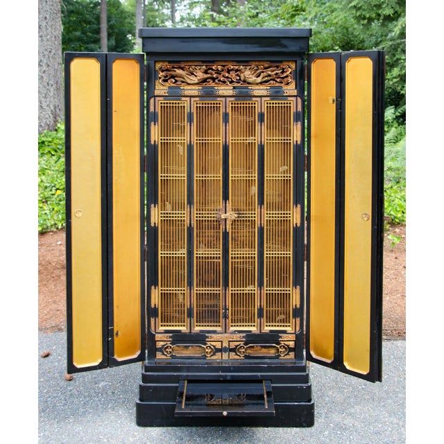 Monumental 19th Century Japanese Black Lacquer And Giltwood