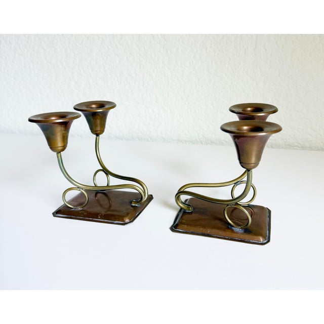 Los Castillo 1950s Brass & Copper Candle Holders For Sale - Image 4 of 14
