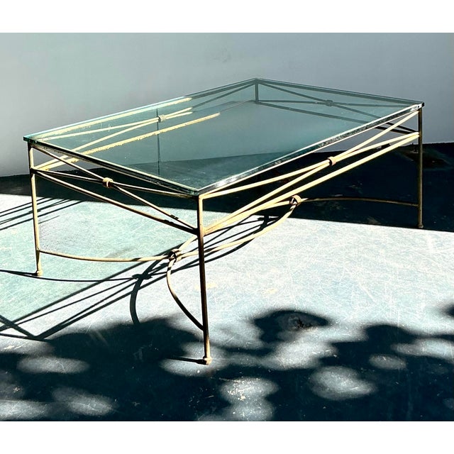 Coffee Vintage Boho Distressed Wrought Iron Coffee Table For Sale - Image 8 of 8