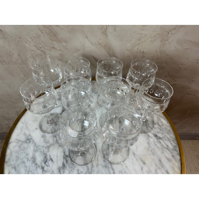 Crystal Glasses, 1930, Set of 10 For Sale - Image 13 of 13