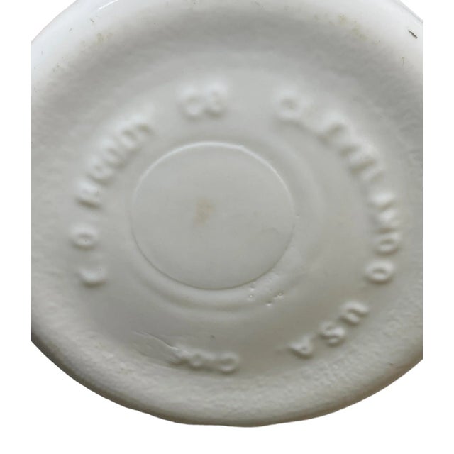 White 1960’s E. O. Brody Co. Cleveland Ohio Milk Glass Vase With Vine Design For Sale - Image 8 of 13