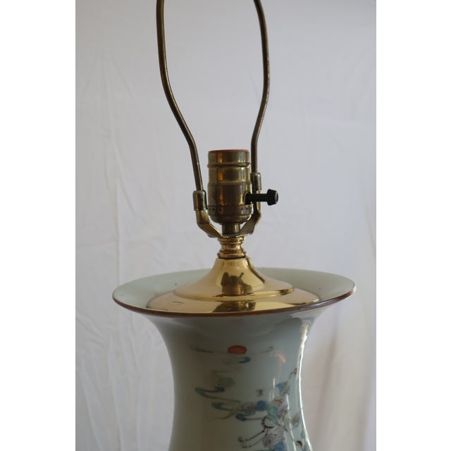 Vintage Chinese Celadon-Ground Famille Rose Celestial Figure Porcelain Table Lamp For Sale In Washington DC - Image 6 of 18