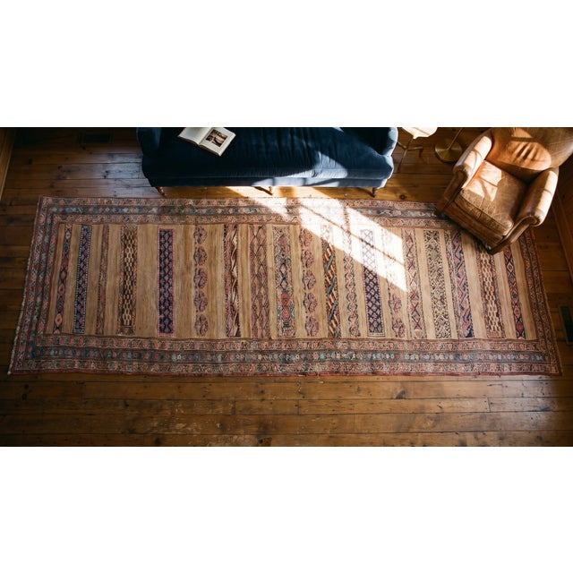 Beautiful Brown Earth Tone Color With Special Geometric Pattern Antique Persian Bijar Rug For Sale In New York - Image 6 of 8