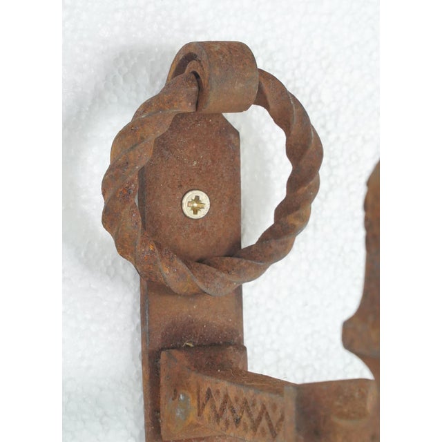Pair of Gothic Wrought Iron Grand Entry Double Door Pulls For Sale In New York - Image 6 of 11