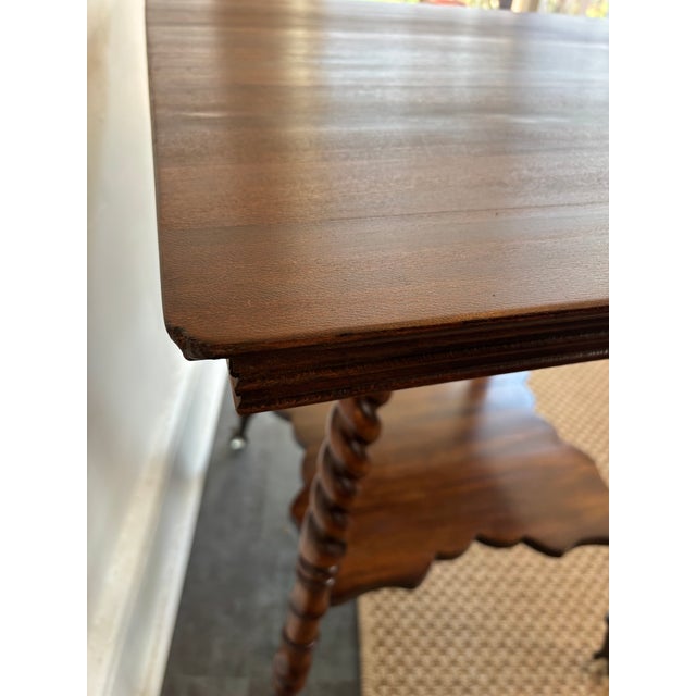 Wood Antique Barley Twist Side Table With Brass and Glass Ball Feet For Sale - Image 7 of 11