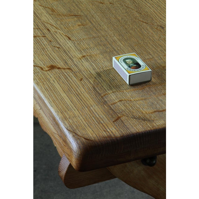 Small Vintage Brutalist Oak Writing Desk, Denmark, 1960s For Sale - Image 12 of 17
