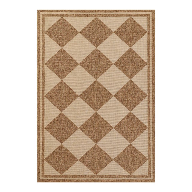 Erin Gates by Momeni Saybrook Diamond Natural Indoor/Outdoor Area Rug 9' X 12' For Sale