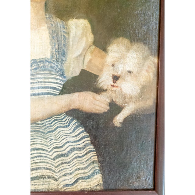 19th Century English Folk Provincial Portrait of a Girl and Westie Dog For Sale - Image 9 of 18