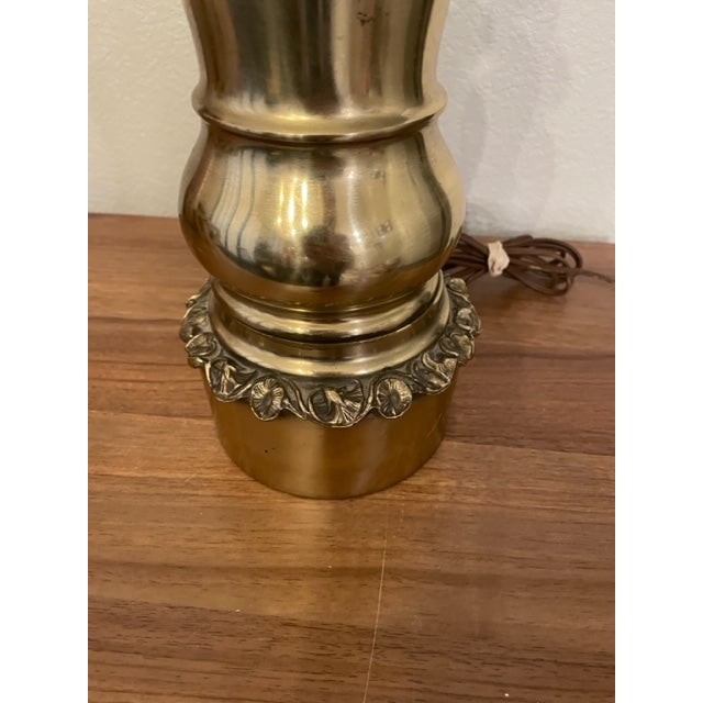 Vintage Mid 20th Century Ornate Brass Lamp For Sale - Image 4 of 7