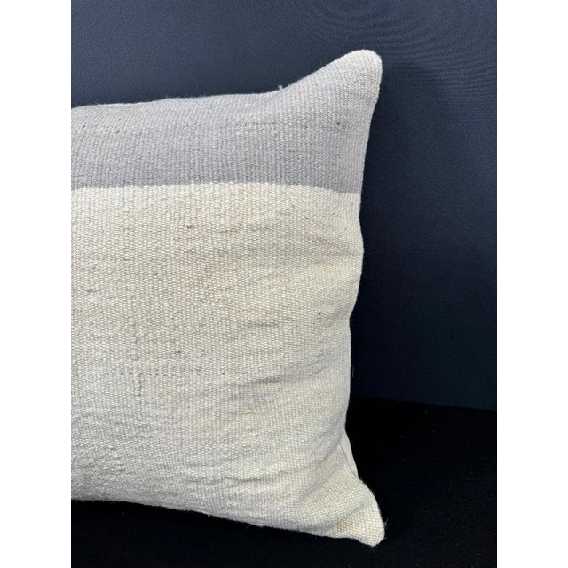 Contemporary Turkish Hemp Pillow Cushion Natural Beige SkyBlue Cushion Cover 20"x20" For Sale - Image 3 of 4