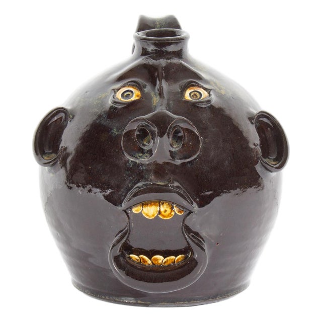 Roger Corn 2000 Georgia Folk Art Face Jug For Sale