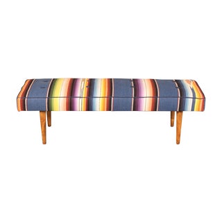 Mid-Century Bench w/Mexican Serape Upholstery For Sale